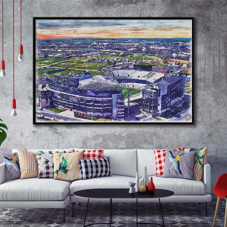 Beaver Stadium Pennsylvania State Football Stadium Watercolor, Sport Art Prints Fan Gift, Framed Canvas Prints Wall Art Decor