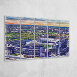Beaver Stadium Pennsylvania State Football Stadium Watercolor, 5 Pieces B, Multi Panel Canvas Prints Wall Art Decor