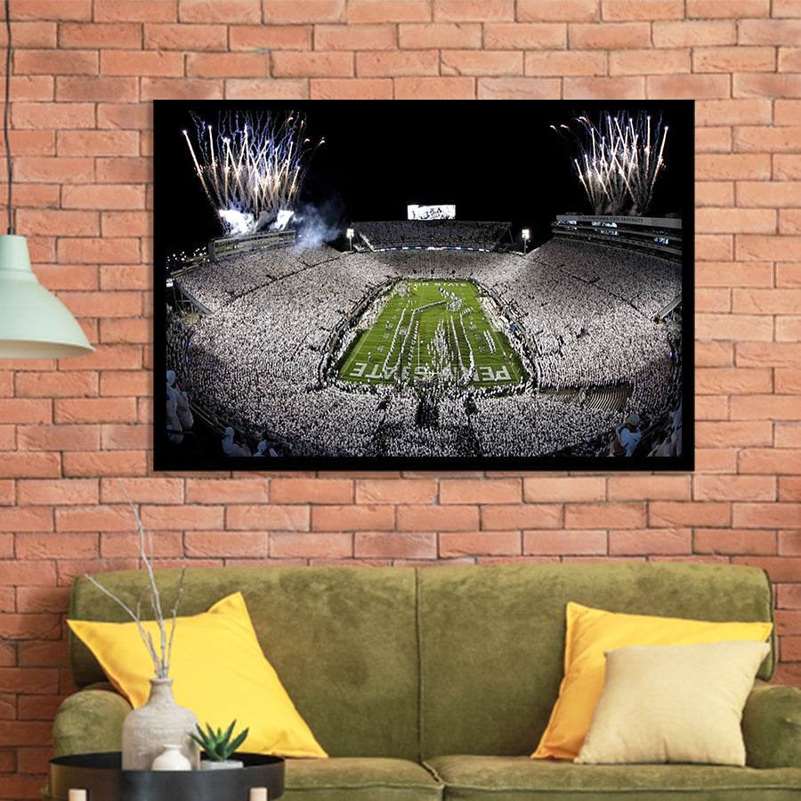 Beaver Stadium Fireworks, Stadium Canvas, Sport Art, Gift for him, Framed Art Prints Wall Art Decor, Framed Picture