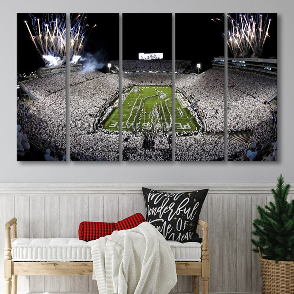 Beaver Stadium Fireworks, Stadium Canvas, Sport Art, Gift for him, Multi Panels B, Canvas Prints Wall Art Decor