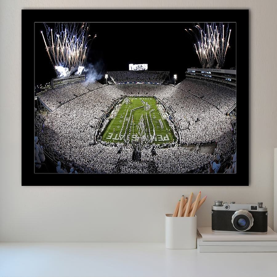 Beaver Stadium Fireworks, Stadium Canvas, Sport Art, Gift for him, Framed Art Prints Wall Art Decor, Framed Picture