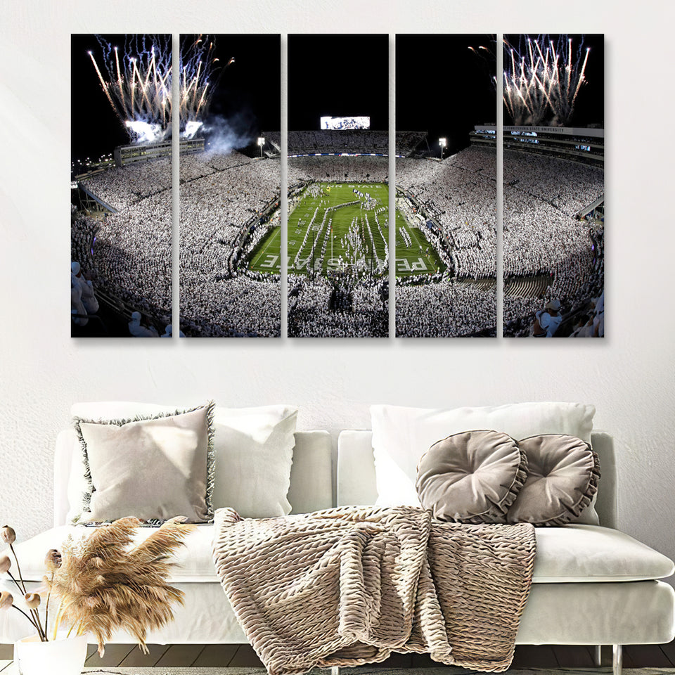 Beaver Stadium Fireworks 5 Pieces B Canvas Prints Wall Art - Painting Canvas, Multi Panels,5 Panel, Wall Decor