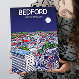 Bedford UK Art Night Art Print ,City Art Print, Large Canvas, Canvas Print Wall Art Home Decor