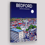 Bedford UK Art Night Art Print ,City Art Print, Large Canvas, Canvas Print Wall Art Home Decor