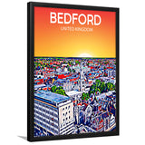 Bedford UK Art Sunset Art Print, City Art Print, Framed Art Print Wall Art Home Decor, Framed Picture