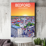Bedford UK Art Sunset Art Print ,City Art Print, Large Canvas, Canvas Print Wall Art Home Decor
