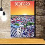 Bedford UK Art Sunset Art Print ,City Art Print, Large Canvas, Canvas Print Wall Art Home Decor