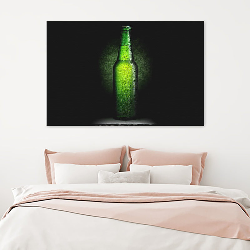 Beer In Green Glass Bottle Canvas Wall Art - Canvas Prints, Prints for Sale, Canvas Painting, Canvas On Sale