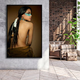 Behide Native American Woman Art Framed Canvas Prints Wall Art, Floating Frame, Large Canvas Home Decor