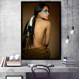 Behide Native American Woman Art Framed Art Prints Wall Decor, Framed Picture, Large Picture
