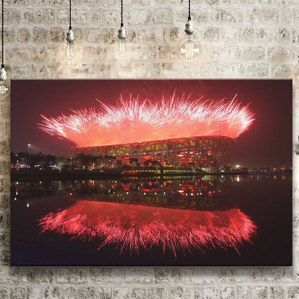 Beijing National Stadium at Night, Stadium Canvas, Sport Art, Gift for him, Fan Gift, Canvas Prints Wall Art Decor
