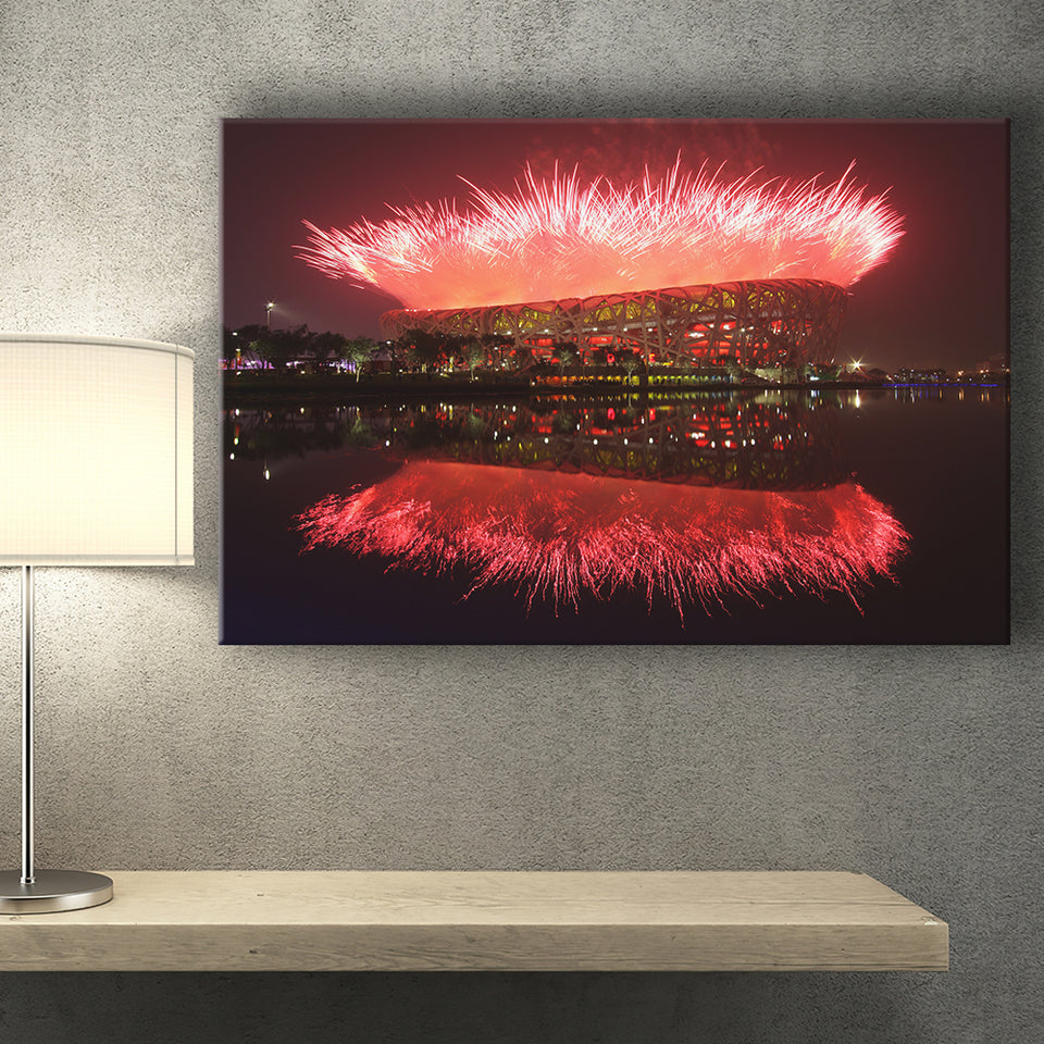 Beijing National Stadium at Night, Stadium Canvas, Sport Art, Gift for him, Fan Gift, Canvas Prints Wall Art Decor