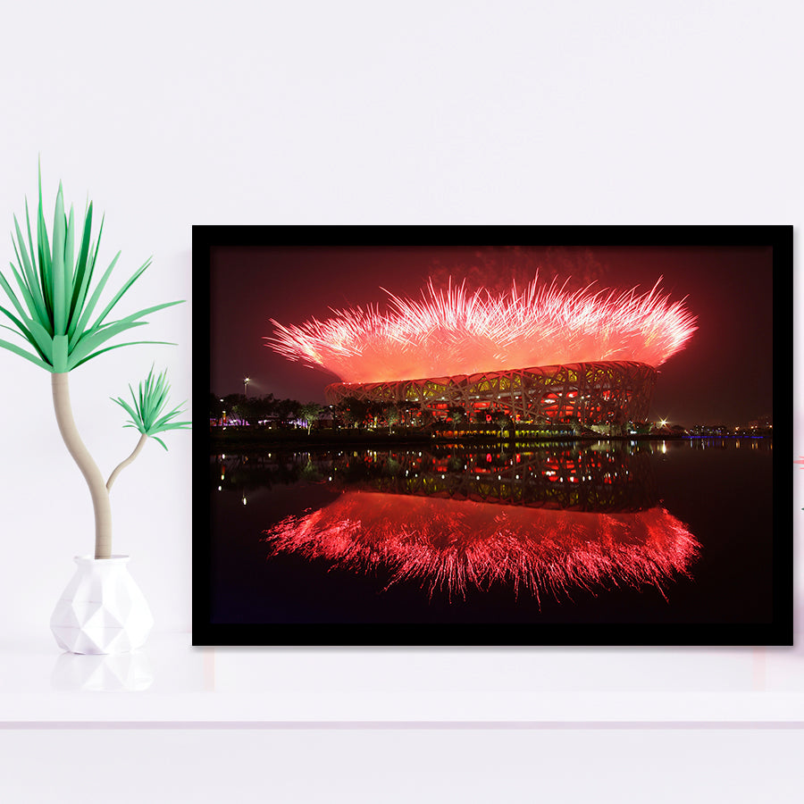 Beijing National Stadium at Night, Stadium Canvas, Sport Art, Gift for him, Framed Art Prints Wall Art Decor, Framed Picture