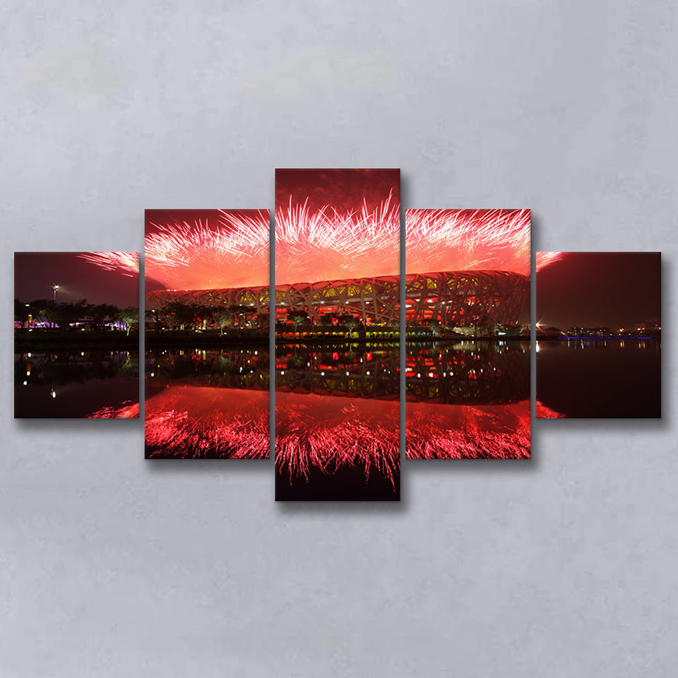 Beijing National Stadium at Night, Stadium Canvas, Sport Art, Large Canvas, Multi Panels, Canvas Prints Wall Art Decor