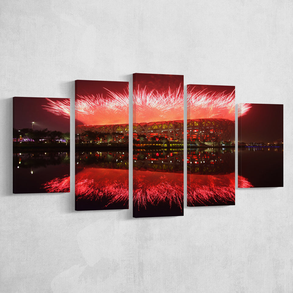 Beijing National Stadium at Night, Stadium Canvas, Sport Art, Large Canvas, Multi Panels, Canvas Prints Wall Art Decor