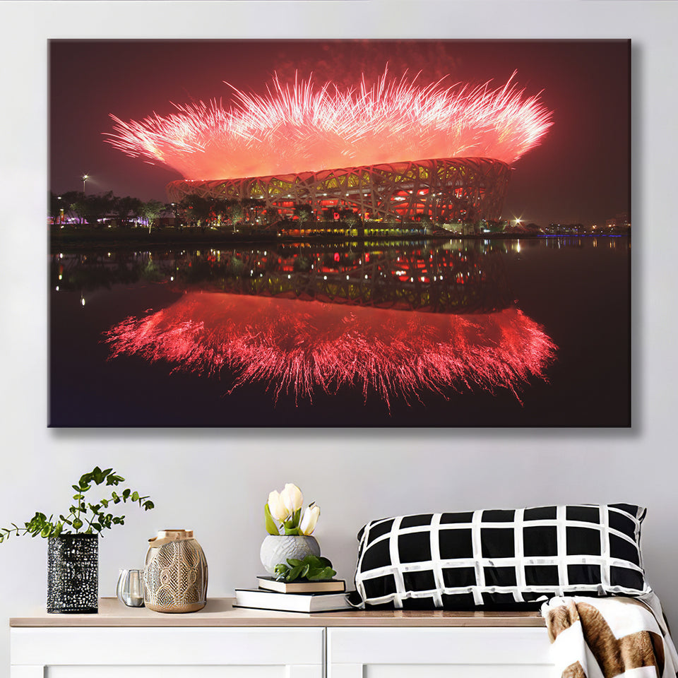 Beijing National Stadium at Night, Stadium Canvas, Sport Art, Gift for him, Fan Gift, Canvas Prints Wall Art Decor