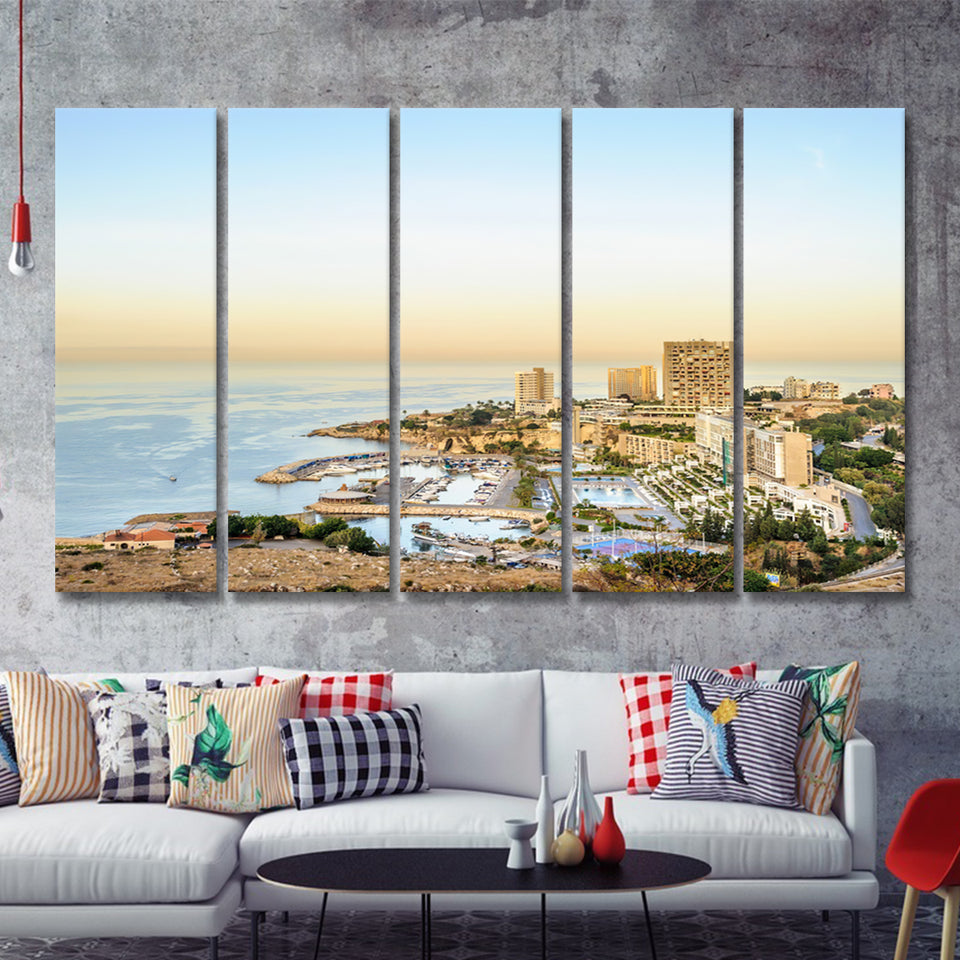 Beirut the largest city and the capital of Lebanon 5 Pieces Canvas Prints Wall Art - Painting Canvas, Multi Panels, Wall Decor