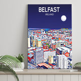 Belfast Ireland Art Night Art Print ,City Art Print, Large Canvas, Canvas Print Wall Art Home Decor