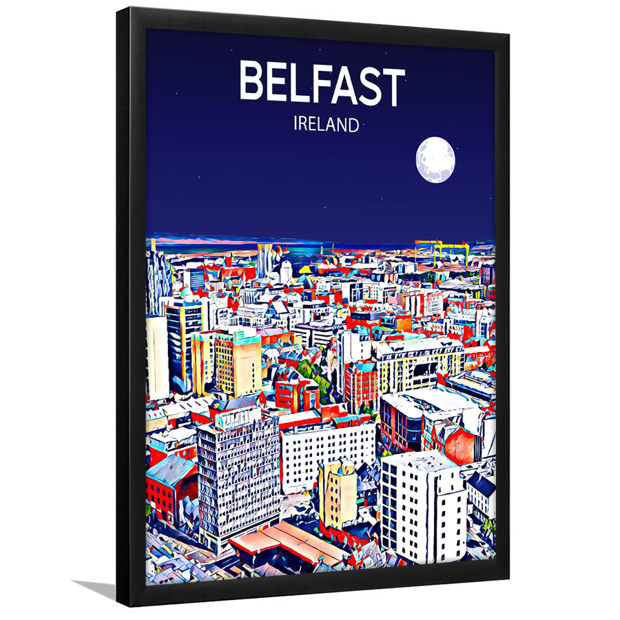 Belfast Ireland Art Night Art Print, City Art Print, Framed Art Print Wall Art Home Decor, Framed Picture