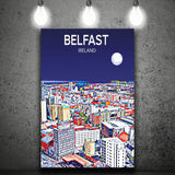 Belfast Ireland Art Night Art Print ,City Art Print, Large Canvas, Canvas Print Wall Art Home Decor