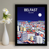 Belfast Ireland Art Night Art Print, City Art Print, Framed Art Print Wall Art Home Decor, Framed Picture