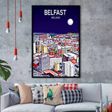 Belfast Ireland Art Night Art Print, City Art Print, Framed Art Print Wall Art Home Decor, Framed Picture