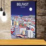Belfast Ireland Art Night Art Print ,City Art Print, Large Canvas, Canvas Print Wall Art Home Decor