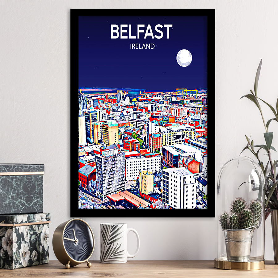 Belfast Ireland Art Night Art Print, City Art Print, Framed Art Print Wall Art Home Decor, Framed Picture