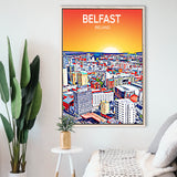 Belfast Ireland Art Sunset  Art Print, Large Canvas, Framed Canvas Print Wall Art Home Decor, Floating Frame