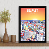 Belfast Ireland Art Sunset  Art Print, Large Canvas, Framed Canvas Print Wall Art Home Decor, Floating Frame