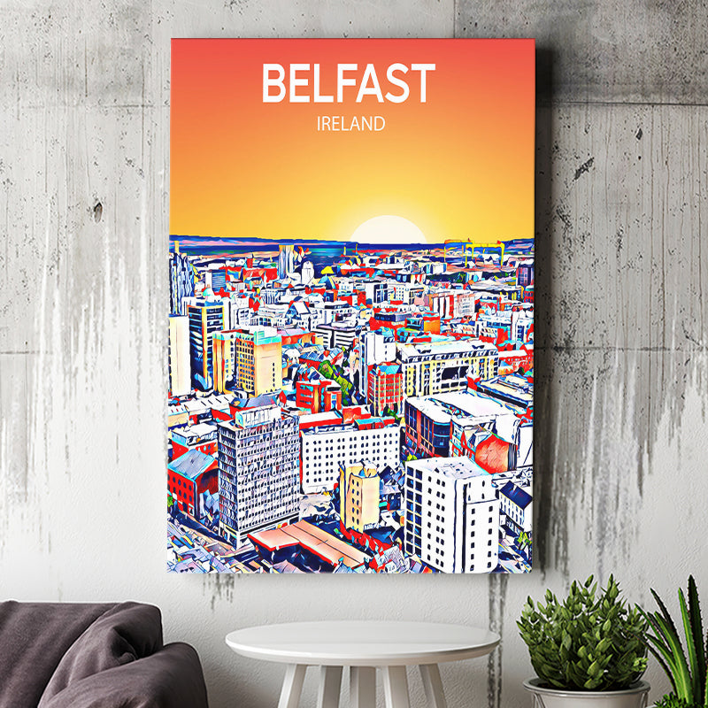 Belfast Ireland Art Sunset  Art Print ,City Art Print, Large Canvas, Canvas Print Wall Art Home Decor