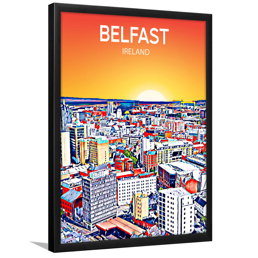 Belfast Ireland Art Sunset  Art Print, City Art Print, Framed Art Print Wall Art Home Decor, Framed Picture