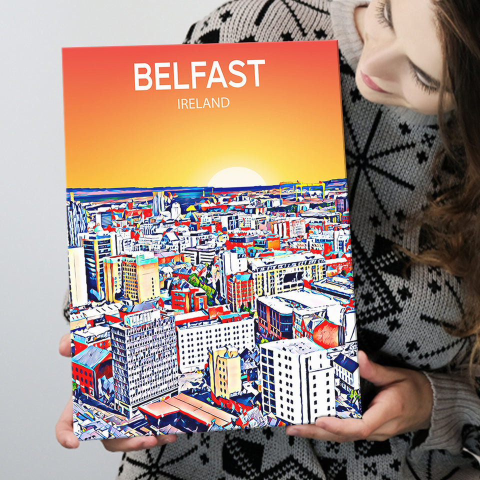 Belfast Ireland Art Sunset  Art Print ,City Art Print, Large Canvas, Canvas Print Wall Art Home Decor