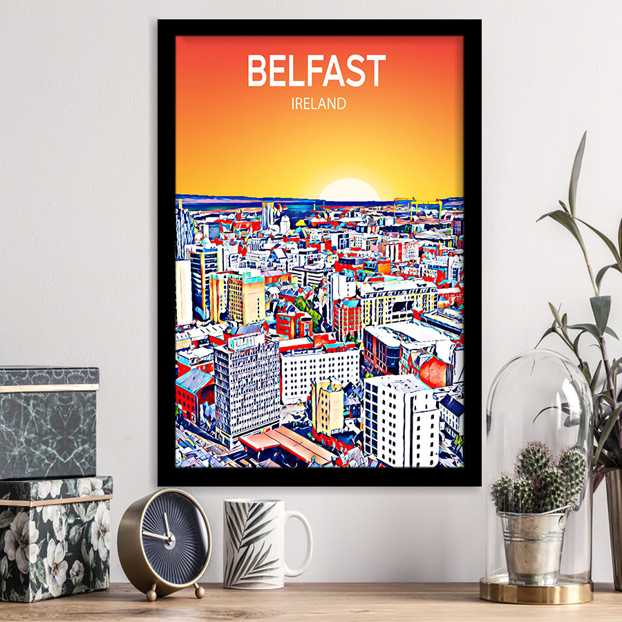 Belfast Ireland Art Sunset  Art Print, City Art Print, Framed Art Print Wall Art Home Decor, Framed Picture
