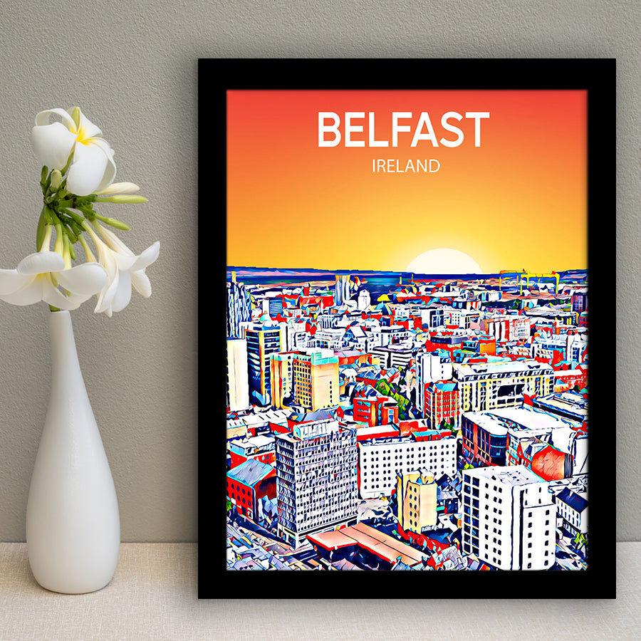 Belfast Ireland Art Sunset  Art Print, City Art Print, Framed Art Print Wall Art Home Decor, Framed Picture
