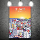Belfast Ireland Art Sunset  Art Print ,City Art Print, Large Canvas, Canvas Print Wall Art Home Decor