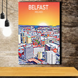 Belfast Ireland Art Sunset  Art Print ,City Art Print, Large Canvas, Canvas Print Wall Art Home Decor