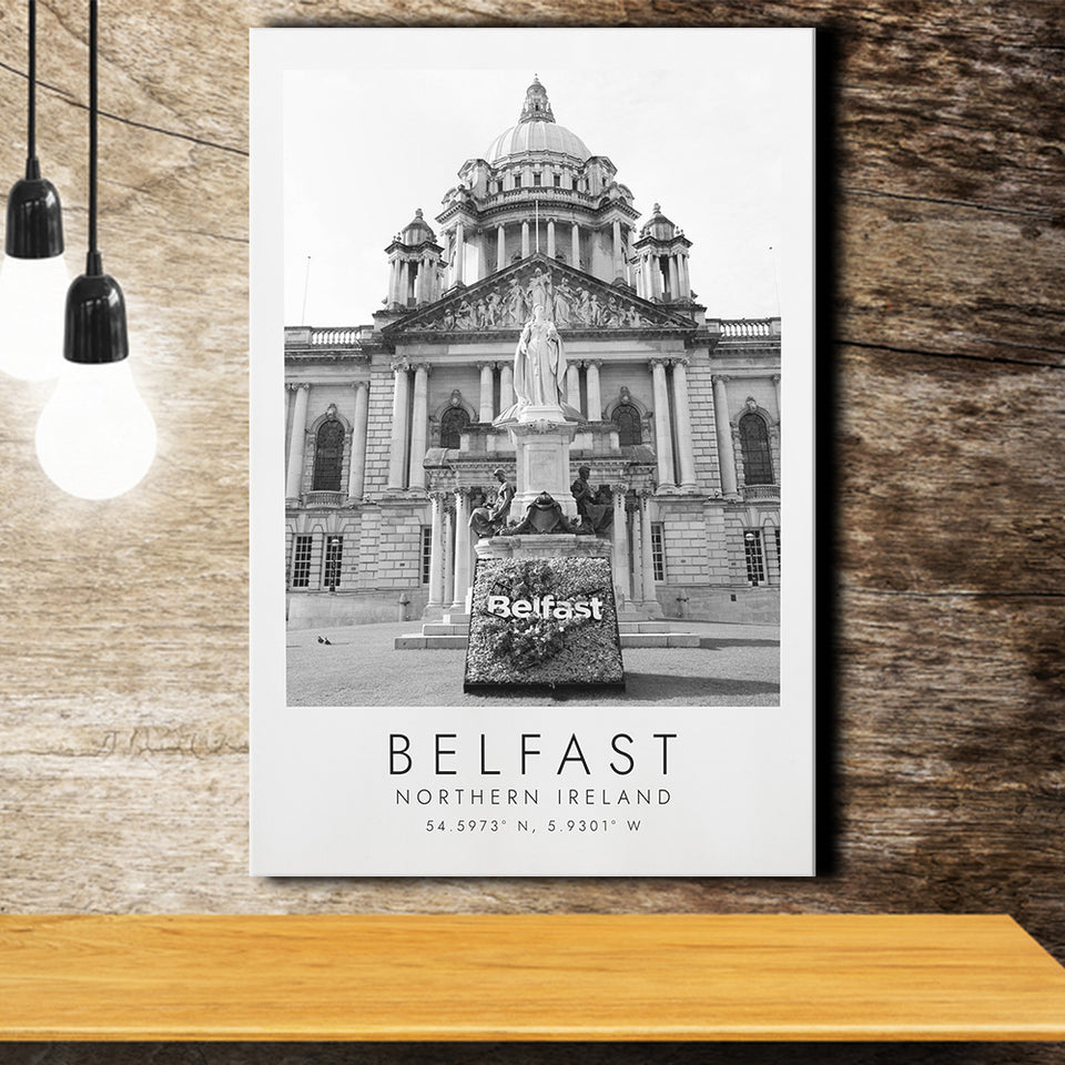 Belfast, Northern Ireland Black And White Art Canvas Prints Wall Art Home Decor
