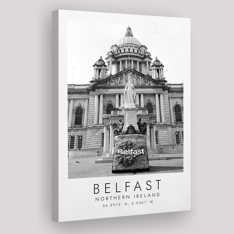 Belfast, Northern Ireland Black And White Art Canvas Prints Wall Art Home Decor