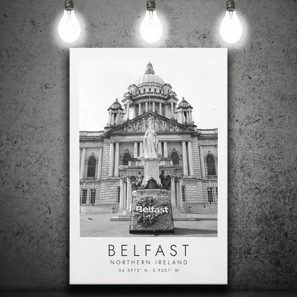 Belfast, Northern Ireland Black And White Art Canvas Prints Wall Art Home Decor