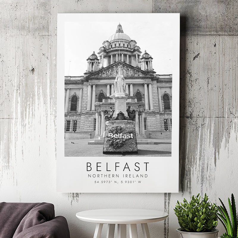 Belfast, Northern Ireland Black And White Art Canvas Prints Wall Art Home Decor