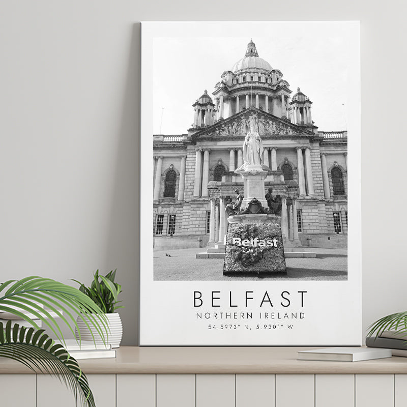 Belfast, Northern Ireland Black And White Art Canvas Prints Wall Art Home Decor