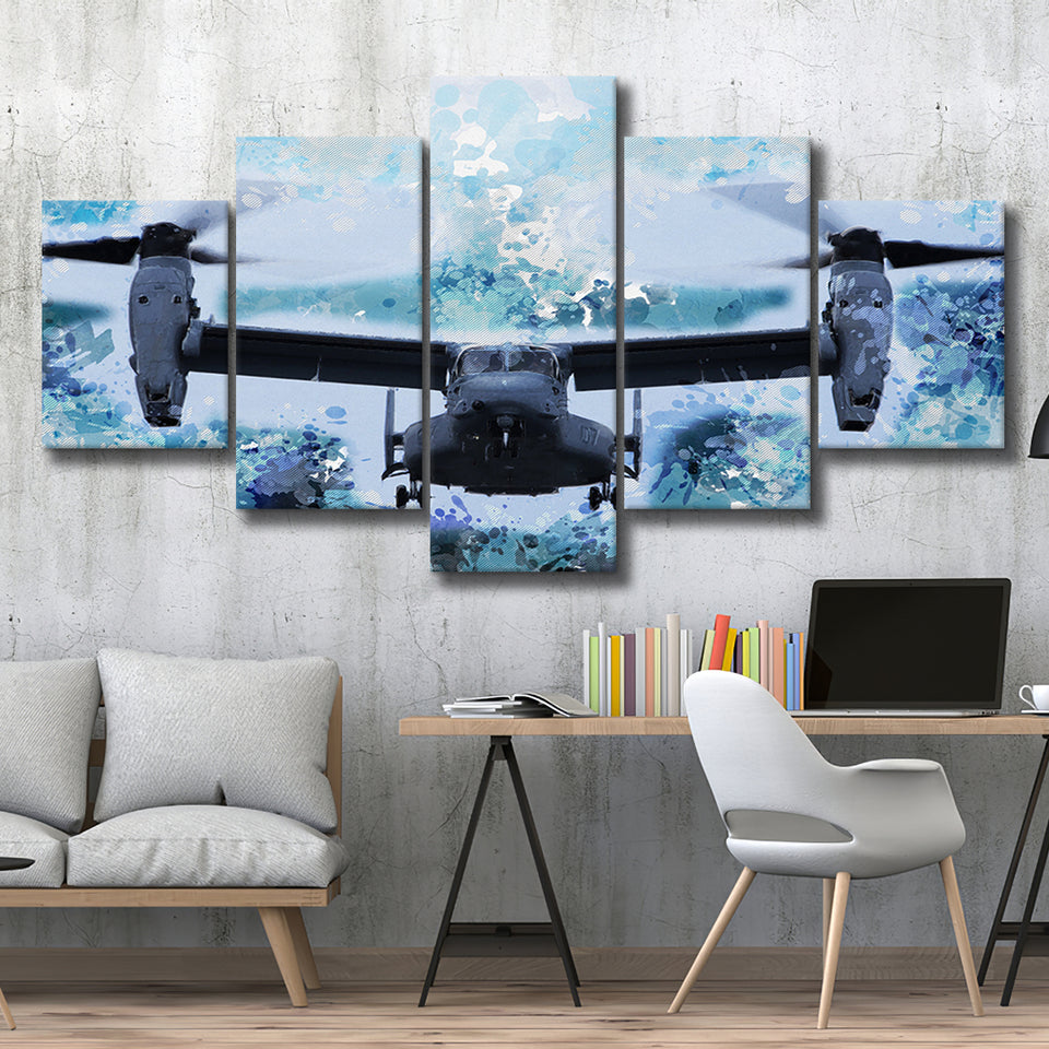 Bell Boeing V 22 Osprey 5 Pieces Canvas Prints Wall Art Decor - Painting Canvas, Mixed Canvas, Multi Panels