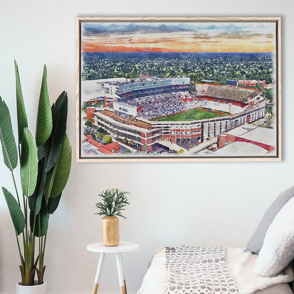 Bengals Football Stadium Paul Brown Stadium Watercolor, Sport Art Prints Fan Gift, Framed Canvas Prints Wall Art Decor