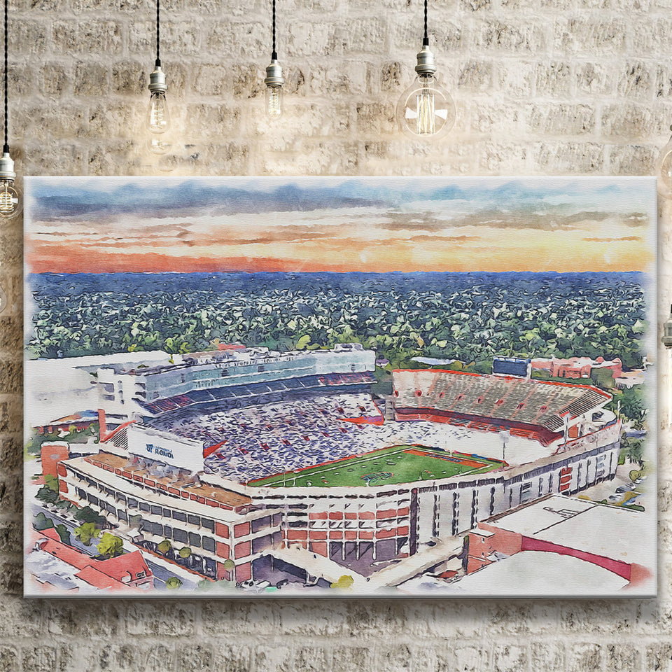 Ben Hill Griffin Stadium Florida Gators Stadium Watercolor, Sport Art Prints Fan Gift, Canvas Prints Wall Art Decor