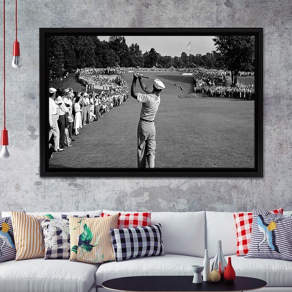 Ben Hogan Famous Golf Shot Framed Canvas Prints Wall Art - Painting Canvas, Home Decor, Framed Art, Prints For Sale