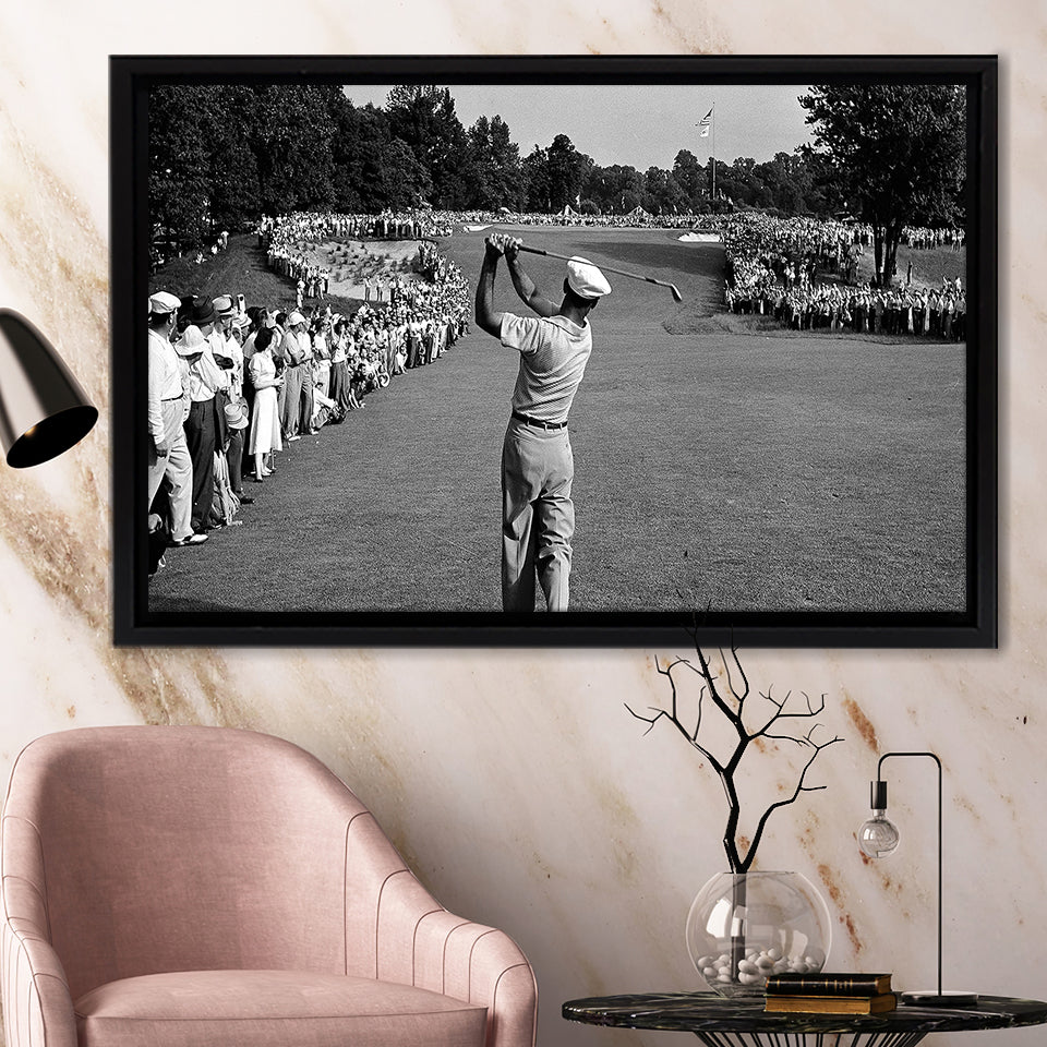 Ben Hogan Famous Golf Shot Framed Canvas Prints Wall Art - Painting Canvas, Home Decor, Framed Art, Prints For Sale