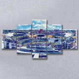 Bengals Football Stadium Paul Brown Stadium Watercolor, 5 Pieces, Multi Panel Canvas Prints Wall Art Decor