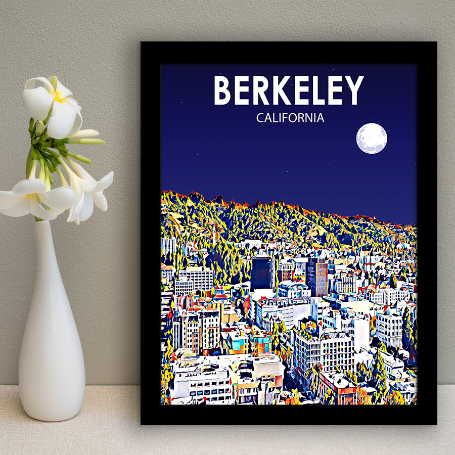 Berkeley California Art Night Landscape Print, City Art Print, Framed Art Print Wall Art Home Decor, Framed Picture