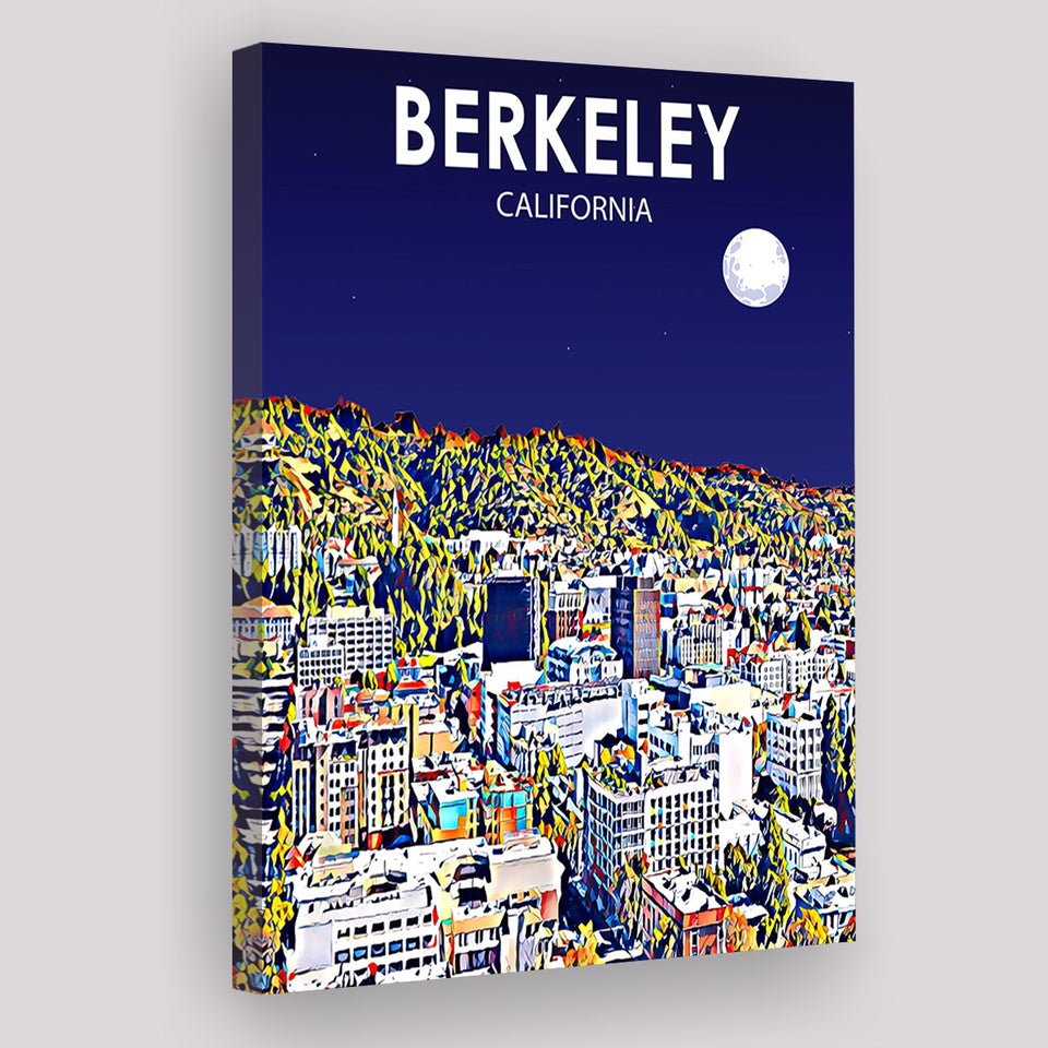 Berkeley California Art Night Landscape Print ,City Art Print, Large Canvas, Canvas Print Wall Art Home Decor